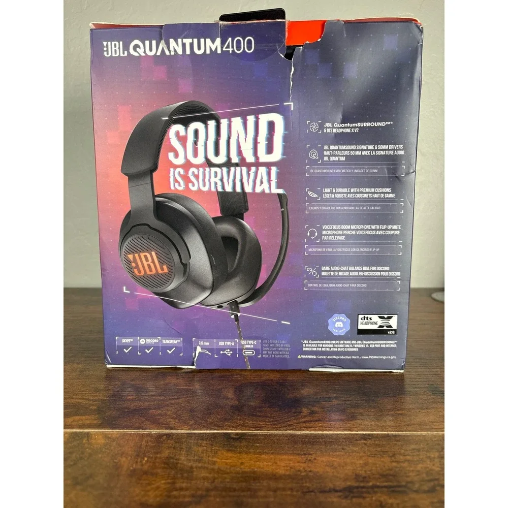 JBL Quantum 400 Wired Over-Ear Gaming Headset Black‎ RGB Surround Sound New Box